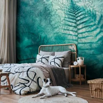 Fototapeta - W leśnym zaciszu - abstrakcyjna kompozycja z paprocią i deseniami - obrazek 5