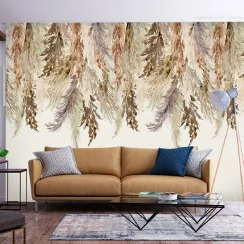 Fototapeta wodoodporna - Minimalistyczny pejzaż boho - zwisające liście w beżowych barwach