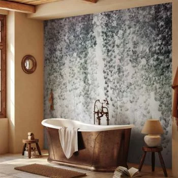 Fototapeta - Oaza spokoju - pejzaż wiszących pnącz czarnych liści na szarym tle - obrazek 6