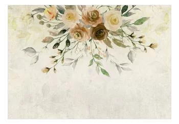 Fototapeta - Rozkwit lata - motyw roślinny retro z kwiatami i liśćmi z deseniami - obrazek 2