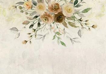 Fototapeta - Rozkwit lata - motyw roślinny retro z kwiatami i liśćmi z deseniami - obrazek 6