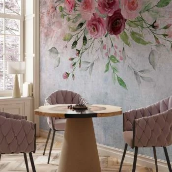 Fototapeta - Rozkwit lata - motyw roślinny z kwiatami i liśćmi w różowych tonach - obrazek 6