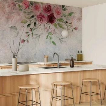 Fototapeta - Rozkwit lata - motyw roślinny z kwiatami i liśćmi w różowych tonach - obrazek 5