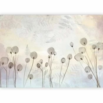 Fototapeta - Minimalistyczna łąka - roślinny motyw w jasnych odcieniach z odbiciami - obrazek 2