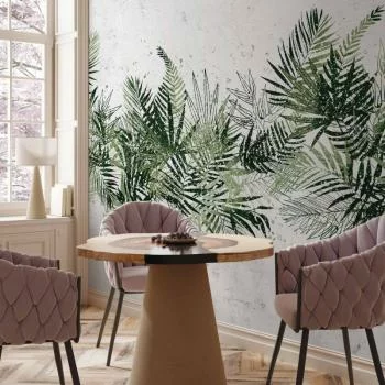 Fototapeta - Dżungla i zielony pióropusz - duże liście tropikalne na białym tle - obrazek 6