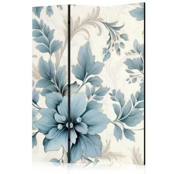 Parawan - Turkusowe kwiaty w retro klimacie; florystyczne ornamenty