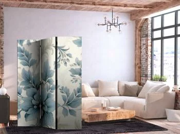 Parawan - Turkusowe kwiaty w retro klimacie; florystyczne ornamenty - obrazek 2