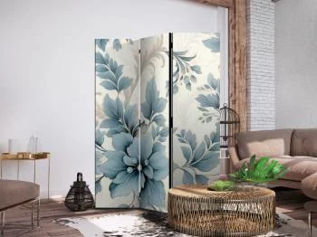 Parawan - Turkusowe kwiaty w retro klimacie; florystyczne ornamenty - obrazek 5