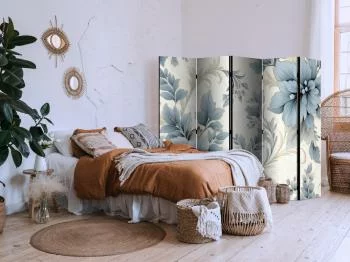Parawan - Turkusowe kwiaty w retro klimacie; florystyczne ornamenty - obrazek 5