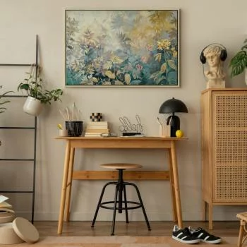 Obraz - Gobelinowy wzór z łąką i kwiatami kilim z wiosennym motywem / Gobelinowy wzór w kolorowe kwiaty - obrazek 6