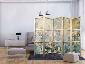 Parawan japoński - Gobelinowy wzór z łąką i kwiatami - kilim z wiosennym motywem - obrazek 2