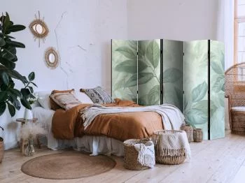 Parawan - Duże liście w odcieniach zielono-miętowych - motyw botaniczny - obrazek 5