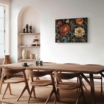 Obraz - Gobelinowe wielkie kwiaty retro motyw florystyczny w stylu kilimu - obrazek 7