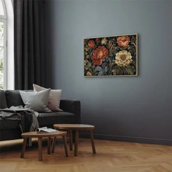 Obraz - Gobelinowe wielkie kwiaty retro motyw florystyczny w stylu kilimu / Gobelinowe wielkie kwiaty w stylu retro - obrazek 2