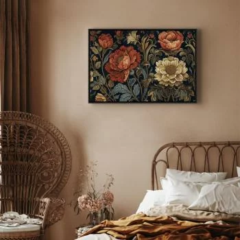 Obraz - Gobelinowe wielkie kwiaty retro motyw florystyczny w stylu kilimu / Gobelinowe wielkie kwiaty w stylu retro - obrazek 5
