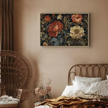 Obraz - Gobelinowe wielkie kwiaty retro motyw florystyczny w stylu kilimu / Gobelinowe wielkie kwiaty w stylu retro - obrazek 5