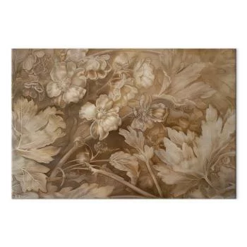 Obraz - Ornamenty kwiatowe rzeźbione w delikatnych odcieniach sepii i brązu - obrazek 2