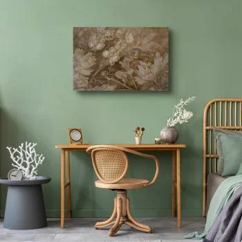 Obraz - Ornamenty kwiatowe rzeźbione w delikatnych odcieniach sepii i brązu - obrazek 7