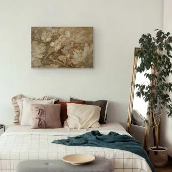 Obraz - Ornamenty kwiatowe rzeźbione w delikatnych odcieniach sepii i brązu - obrazek 6