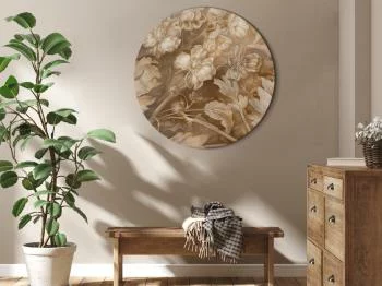 Obraz okrągły - Ornamenty kwiatowe rzeźbione w delikatnych odcieniach sepii i brązu / Ornamenty roślinno-kwiatowe rzeźbione - obrazek 2