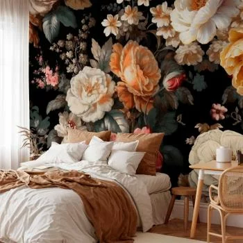 Fototapeta - Kolorowe kwiaty na czarnym tle - obrazek 5