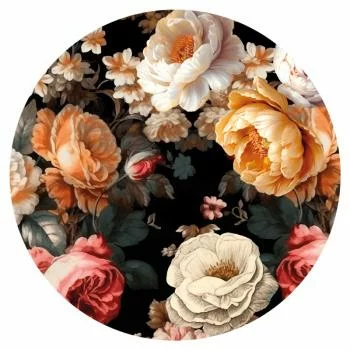 Fototapeta okrągła - Kolorowe kwiaty na czarnym tle - obrazek 2