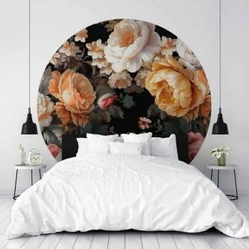 Fototapeta okrągła - Kolorowe kwiaty na czarnym tle - obrazek 5