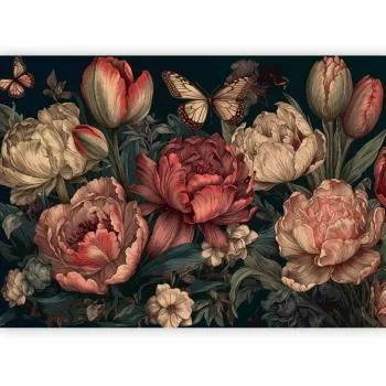 Fototapeta - Kwiaty na turkusowym tle - obrazek 2