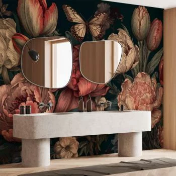 Fototapeta - Kwiaty na turkusowym tle - obrazek 6