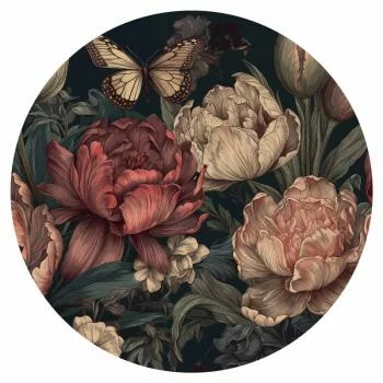 Fototapeta okrągła - Kwiaty na turkusowym tle - obrazek 2