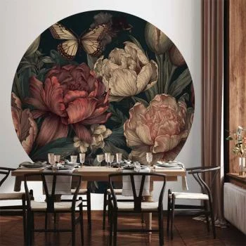 Fototapeta okrągła - Kwiaty na turkusowym tle - obrazek 6