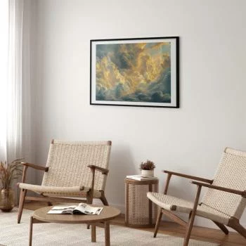 Plakat - Ostatnie tchnienie dnia: chmury rozświetlone wieczornym blaskiem - obrazek 2