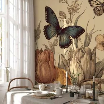 Fototapeta - Kolorowe tulipany na kremowym tle - obrazek 5