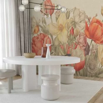 Fototapeta - Bukiet kwiatów na kremowym tle - obrazek 5