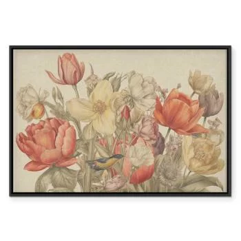 Obraz - Bukiet kwiatów na kremowym tle - obrazek 2