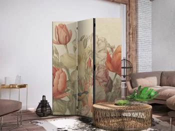 Parawan - Bukiet z tulipanami - kolorowe kwiaty na jasnym tle - ilustracja - obrazek 5