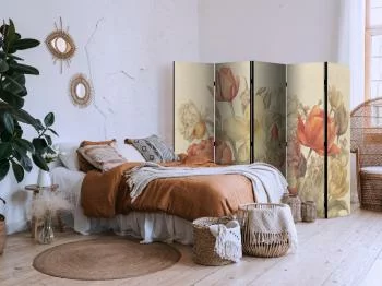 Parawan - Bukiet z tulipanami - kolorowe kwiaty na jasnym tle - ilustracja - obrazek 5