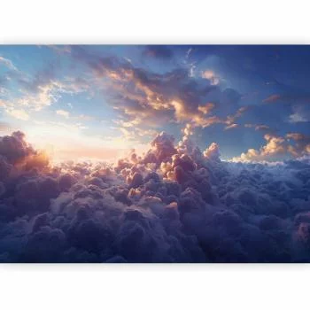 Fototapeta - Słońce w ukryciu: złote oblicze nieba nad chmurnym morzem - obrazek 2