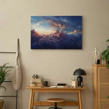 Obraz - Słońce w ukryciu: złote oblicze nieba nad chmurnym morzem - obrazek 7