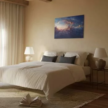 Obraz - Słońce w ukryciu: złote oblicze nieba nad chmurnym morzem - obrazek 6