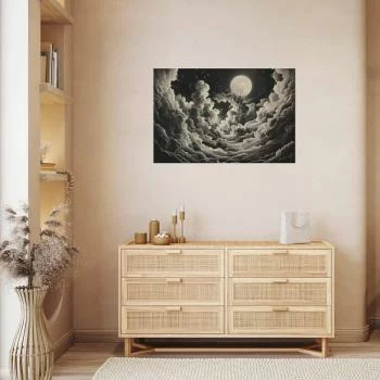Plakat - Księżyc i gwiazdy śpiewające wśród wielkich chmur - obrazek 2