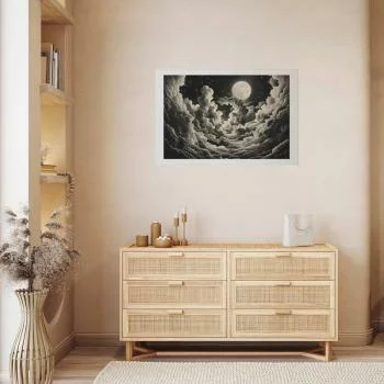 Plakat - Księżyc i gwiazdy śpiewające wśród wielkich chmur - obrazek 2