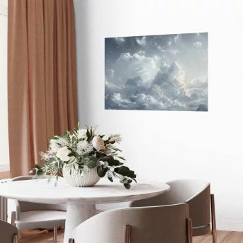 Plakat - Astralny spokój: Gwiazdy rozsypane nad delikatnymi chmurami - obrazek 2