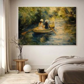 Obraz XXL - Przeprawa łódką - obraz dwóch kobiet płynących łódką na rzece - obrazek 7