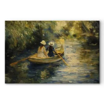 Obraz XXL - Przeprawa łódką - obraz dwóch kobiet płynących łódką na rzece - obrazek 2