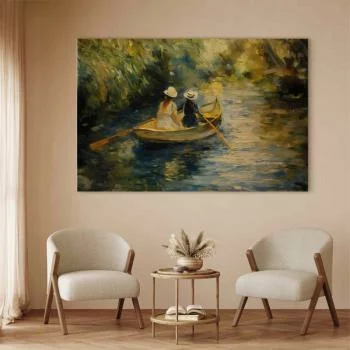 Obraz XXL - Przeprawa łódką - obraz dwóch kobiet płynących łódką na rzece - obrazek 6