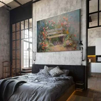 Obraz XXL - Kwiecista ławeczka - obraz w stylu impresjonistycznym pełen kwiatów - obrazek 7