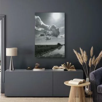 Obraz - Słońce nad chmurami (1-częściowy) - odbicie nieba w wodzie na polu - obrazek 5