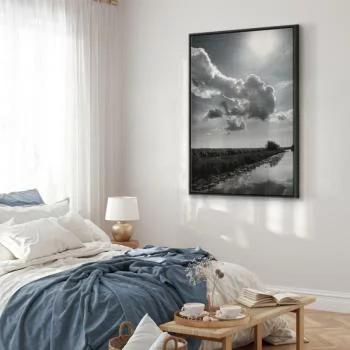 Obraz - Słońce nad chmurami (1-częściowy) - odbicie nieba w wodzie na polu - obrazek 6