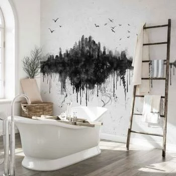 Fototapeta - Wielkie miasto - abstrakcyjna panorama miasta w stylu czarnej akwareli - obrazek 6